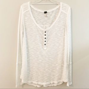 We The Free White Oversized Long Sleeve Henley S